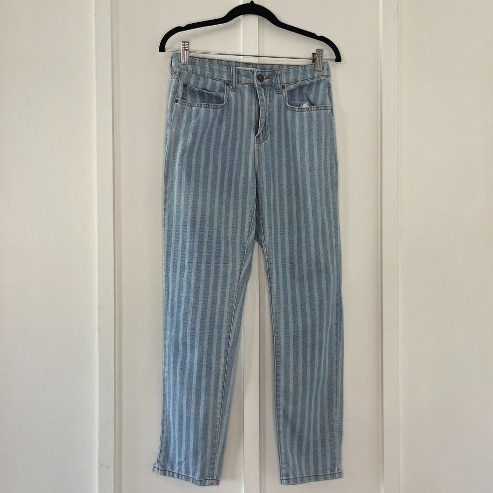 Billabong - Blue Stripe Size 28 Straight Relaxed 90s Style High Rise Mom Jean